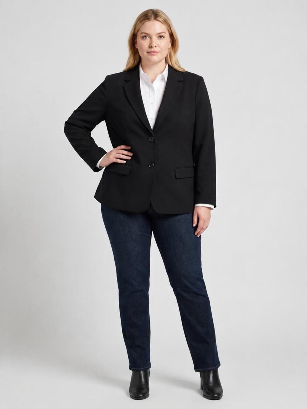 Nine West Women’s Black Blazer Suit Jacket Two Button Career